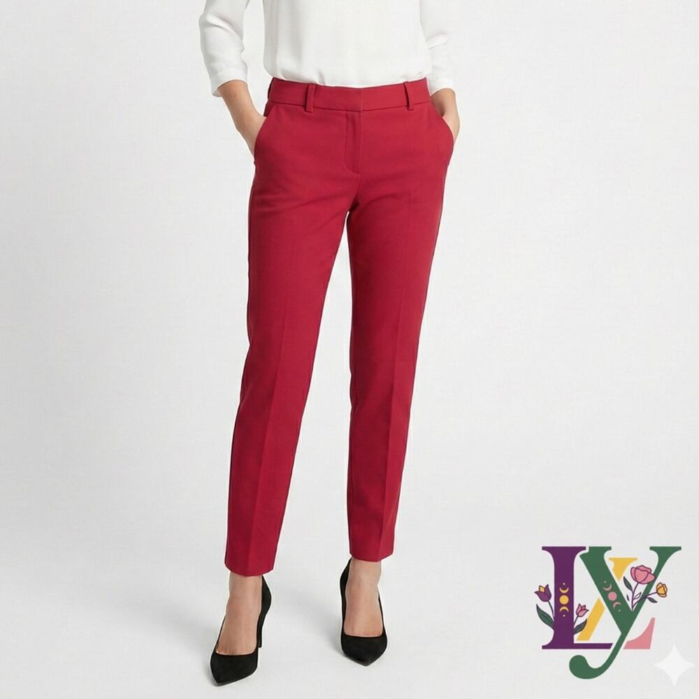 Ann Taylor Bright Red Straight Leg Jeans Pants Size 6 Stretch Luxe Career Bold